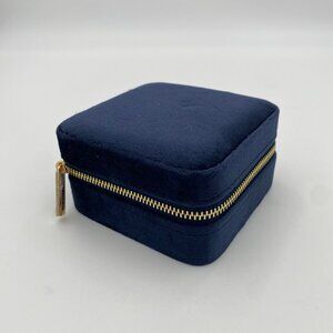Benevolence LA Blue Zip Around Plush Velvet Travel Jewelry Storage Box Case